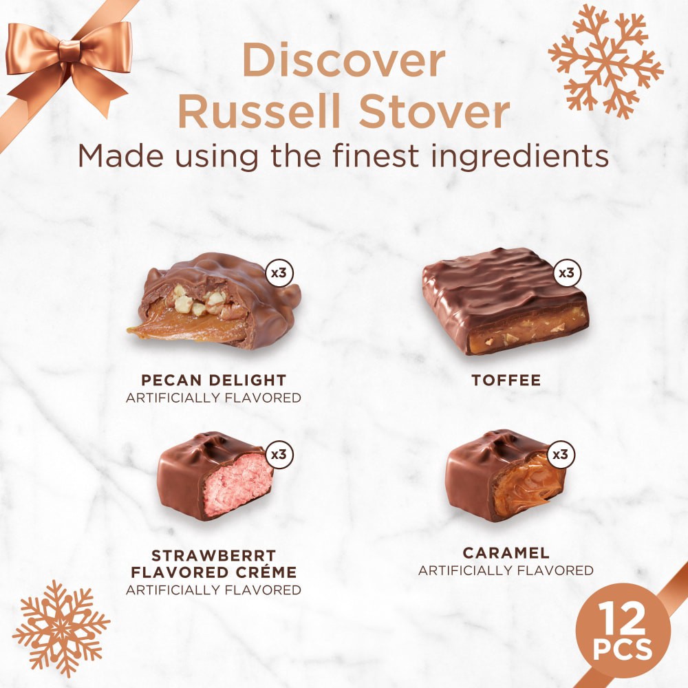 slide 6 of 6, RUSSELL STOVER Christmas Sugar Free Assorted Chocolate Candy Gift Box, 6.2 oz