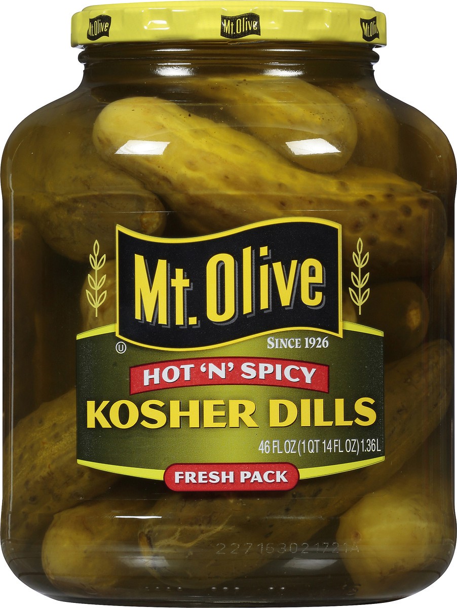 slide 2 of 8, Mt. Olive Hot N Spicy Kosher Dills Pickles 46 fl oz Jar, 46 fl oz