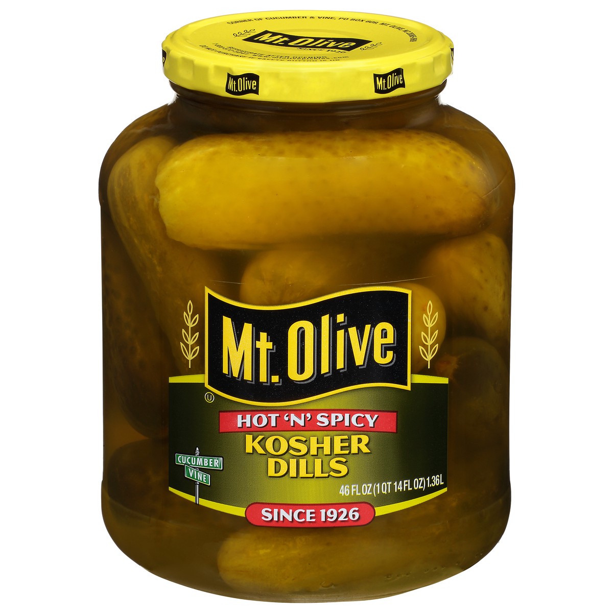 slide 1 of 8, Mt. Olive Hot N Spicy Kosher Dills Pickles 46 fl oz Jar, 46 fl oz