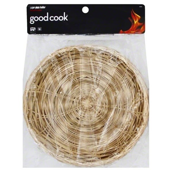 slide 1 of 3, Good Cook Bamboo Paper Plate Holder, 4 ct