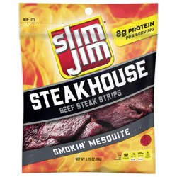 Slim Jim Steakhouse Smokin' Mesquite Flavored Beef Steak Strips 3.15 oz