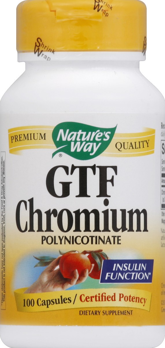 slide 3 of 3, Nature's Way GTF Chromium, Polynicotinate, Capsules, 100 ct