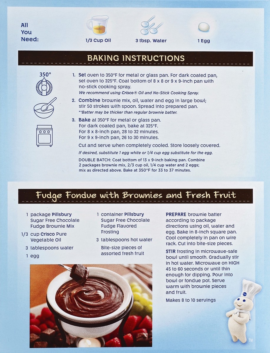 slide 6 of 6, Pillsbury Baking Sugar Free Chocolate Fudge Brownie Mix, 12.35 oz