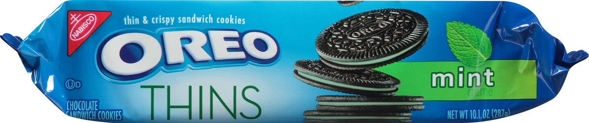 slide 4 of 7, OREO Thins Mint Flavored Creme Chocolate Sandwich Cookies, 10.1 oz, 10.1 oz