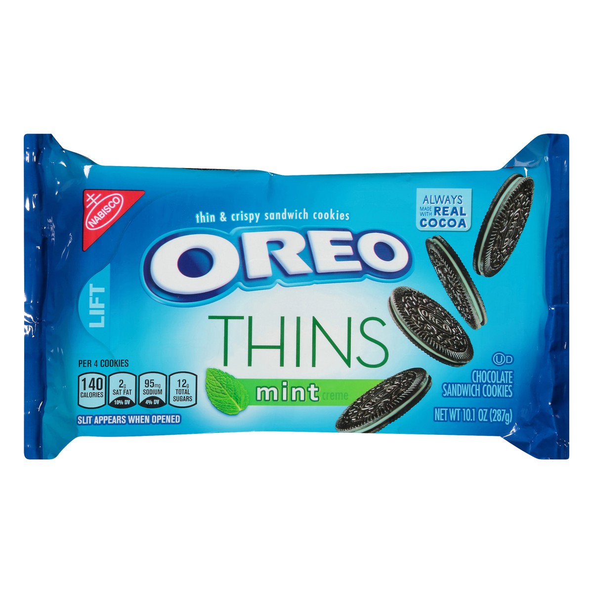 slide 1 of 7, OREO Thins Mint Flavored Creme Chocolate Sandwich Cookies, 10.1 oz, 10.1 oz
