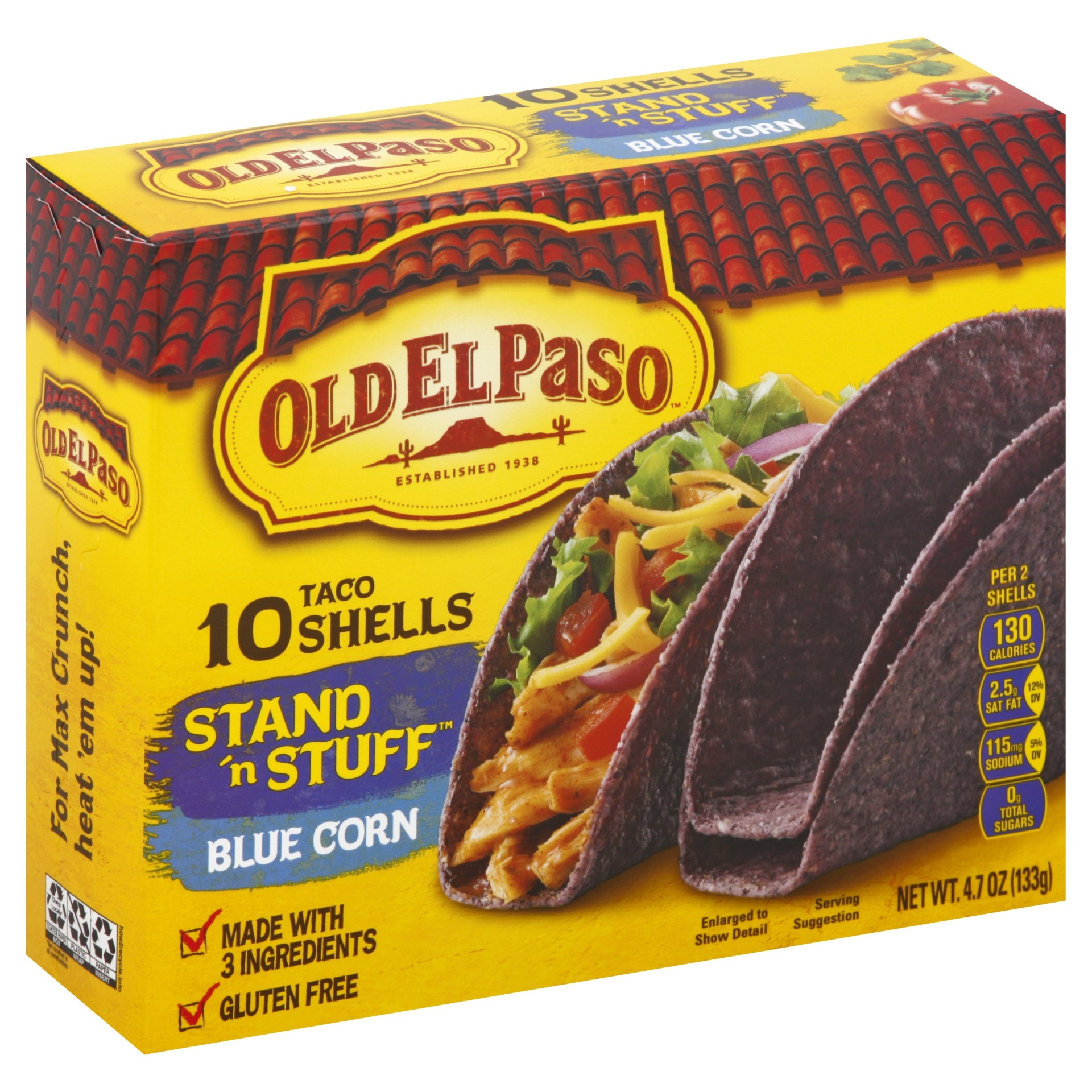 slide 1 of 1, Old El Paso Blue Corn Stand and Stuff Taco Shells, 10 ct