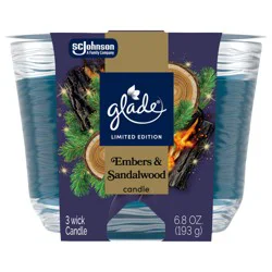 Glade 3-Wick Candle Jar, Embers & Sandalwood, 6.8 oz