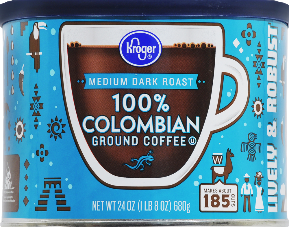 slide 1 of 1, Kroger Columbian Medium Dark Roast Coffee - 24 oz, 24 oz