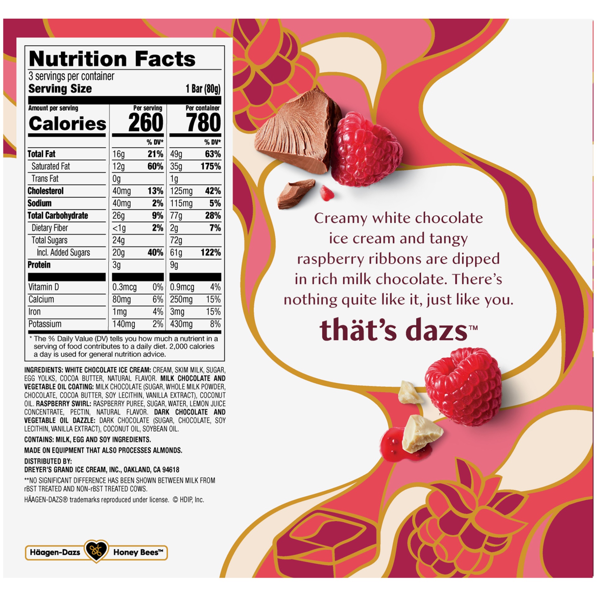 slide 4 of 7, Haagen-Dazs White Chocolate Raspberry Ice Cream Bars, 3 ct