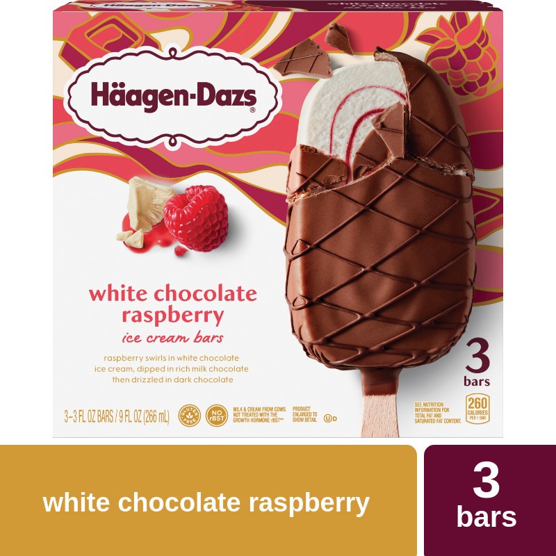 slide 4 of 5, Häagen-Dazs White Chocolate Raspberry Ice Cream Bars, 3Ct, 3 ct