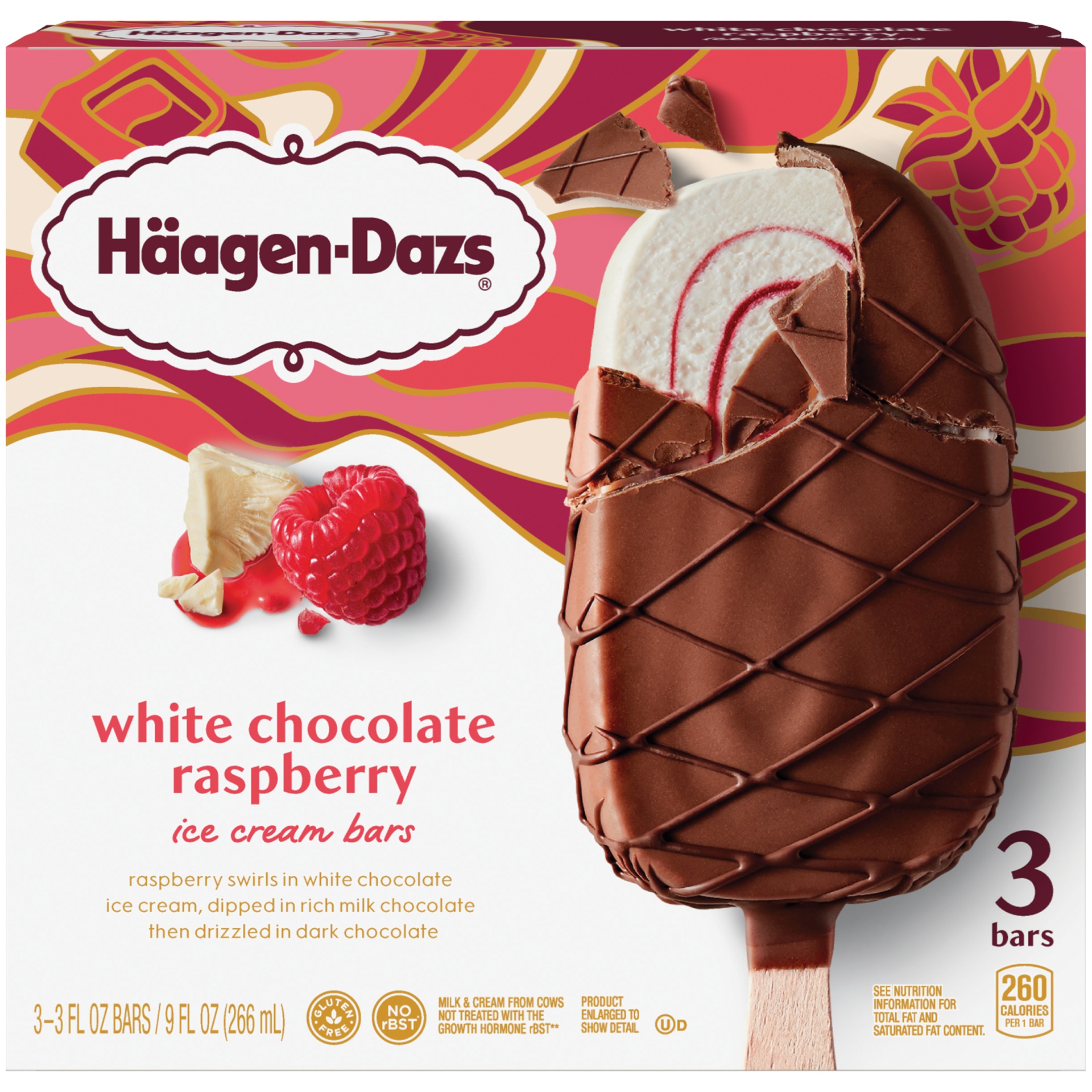 slide 1 of 7, Haagen-Dazs White Chocolate Raspberry Ice Cream Bars, 3 ct