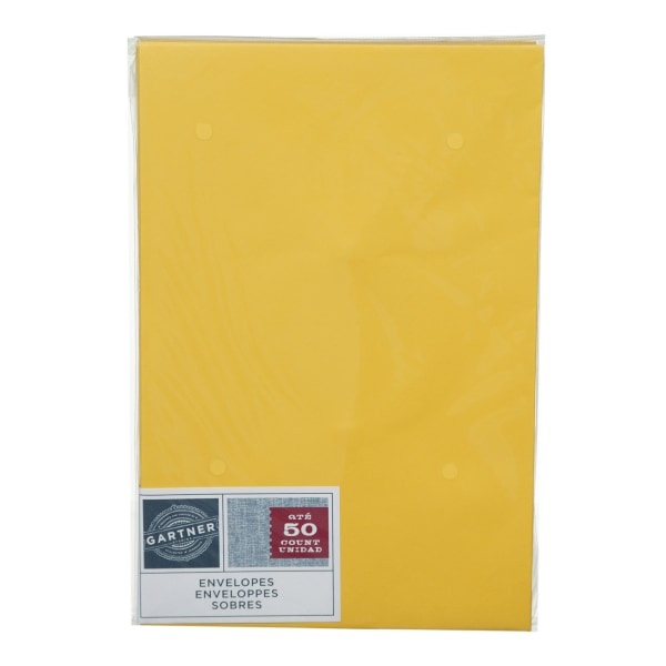 slide 1 of 1, Gartner Studios Envelopes, Yellow, 50 ct