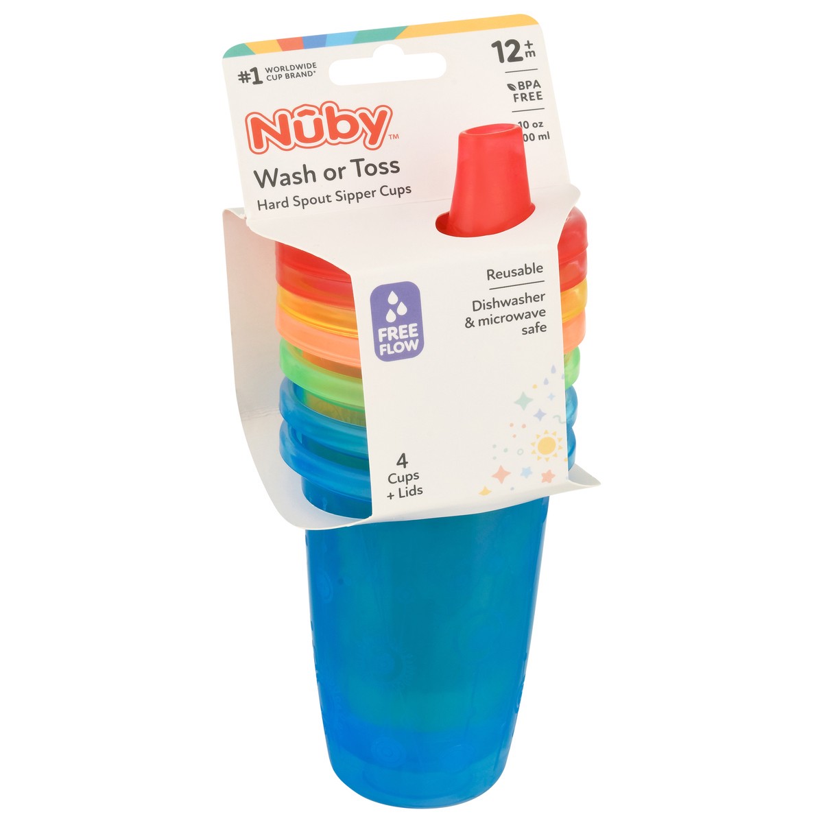 slide 8 of 10, Nuby Wash Or Toss Cup With Spout, 4 ct