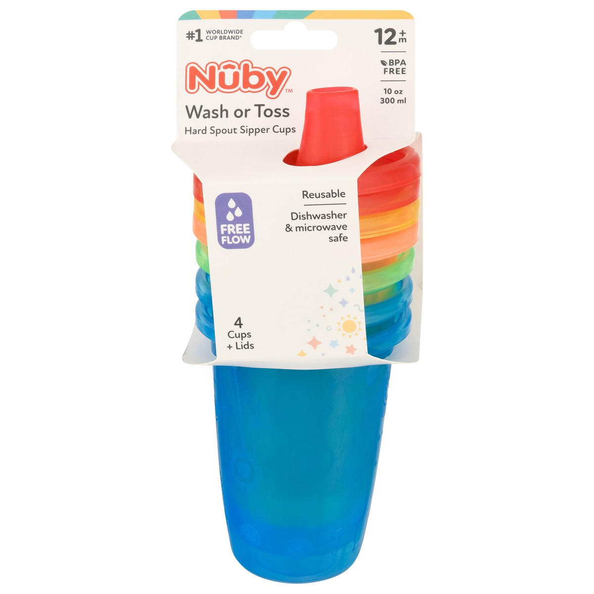 slide 1 of 10, Nuby Wash Or Toss Cup With Spout, 4 ct