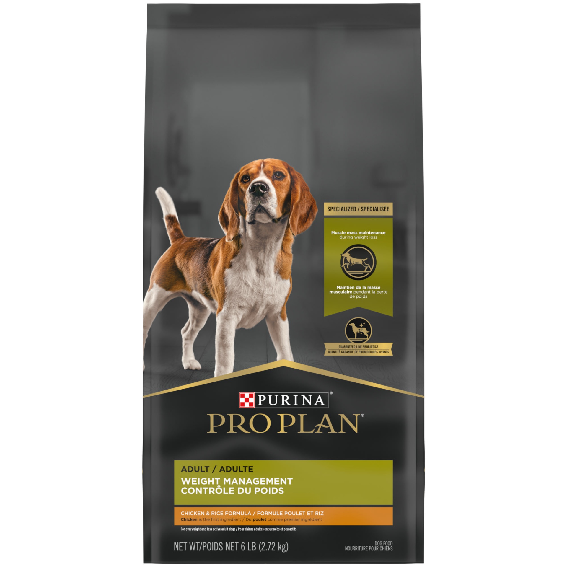 slide 1 of 1, Purina Pro Plan High Protein Weight Management Chicken & Rice Formula Dry Dog Food, 6 lb