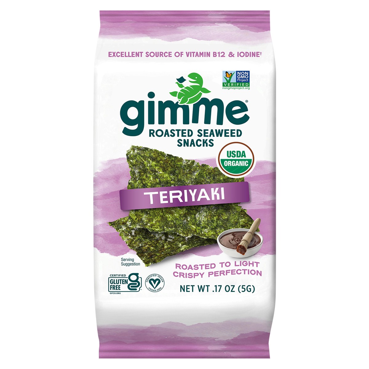 slide 1 of 7, gimMe Organic Premium Roasted Teriyaki Seaweed 0.17 oz, 0.17 oz