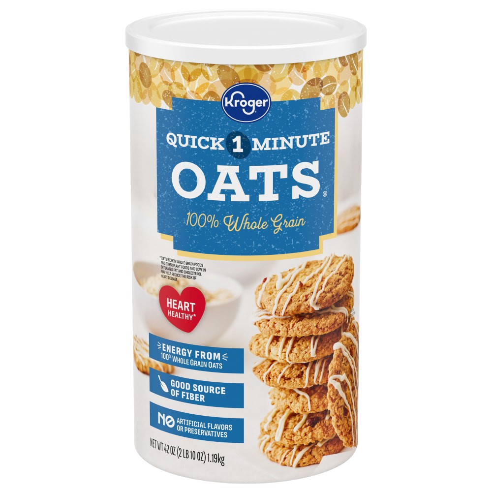 slide 1 of 4, Kroger Quick 1-Minute 100% Whole Grain Oats, 42 oz