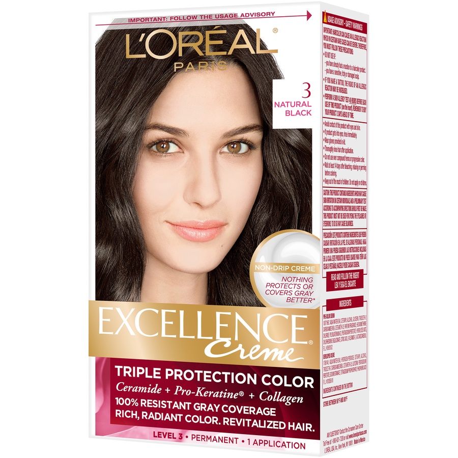 slide 5 of 8, L'Oréal Excellence Non-Drip Creme Hair Color - 3 Natural Black, 1 ct