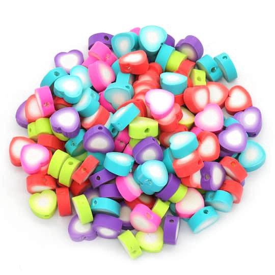 slide 1 of 3, 9mm Neon Heart Clay Beads By Creatology, 9 mm