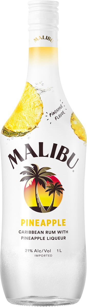 slide 2 of 4, Malibu Flavored Caribbean Rum with Pineapple Liqueur 1L Bottle, 1 l