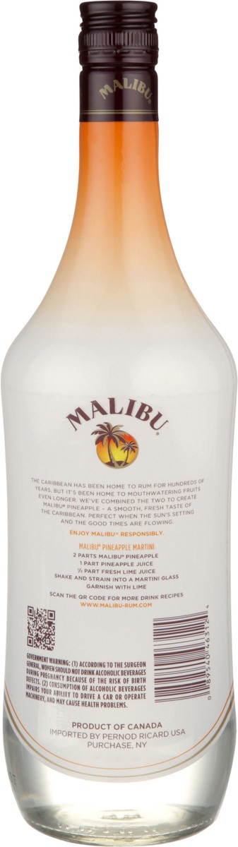 slide 3 of 4, Malibu Flavored Caribbean Rum with Pineapple Liqueur 1L Bottle, 1 l