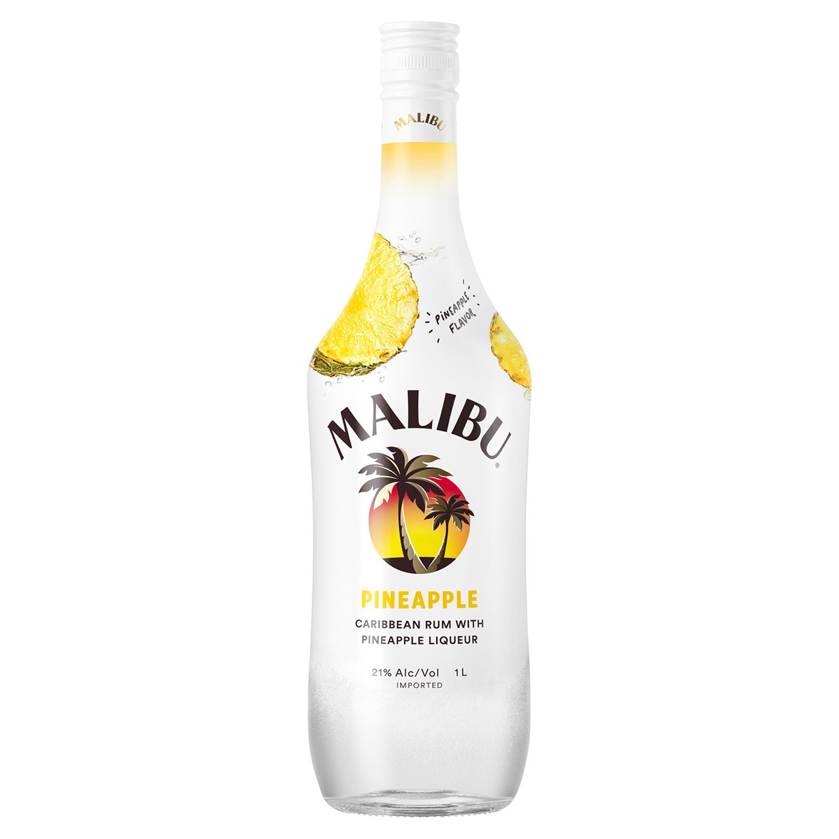 slide 4 of 4, Malibu Flavored Caribbean Rum with Pineapple Liqueur 1L Bottle, 1 l