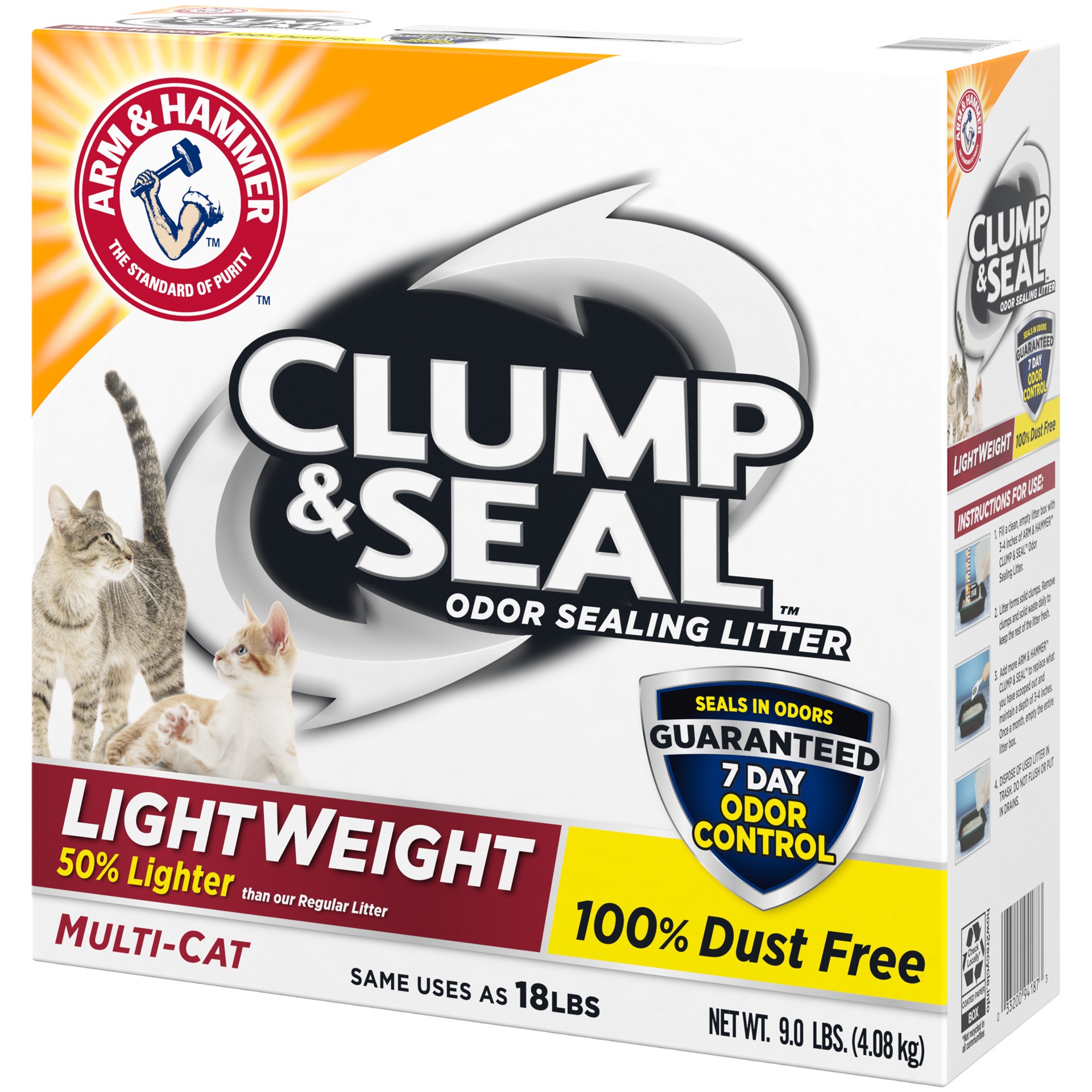 slide 4 of 5, Arm & Hammer Clump & Seal Lightweight Cat Litter, Multi Cat 9 lb, 9 lb