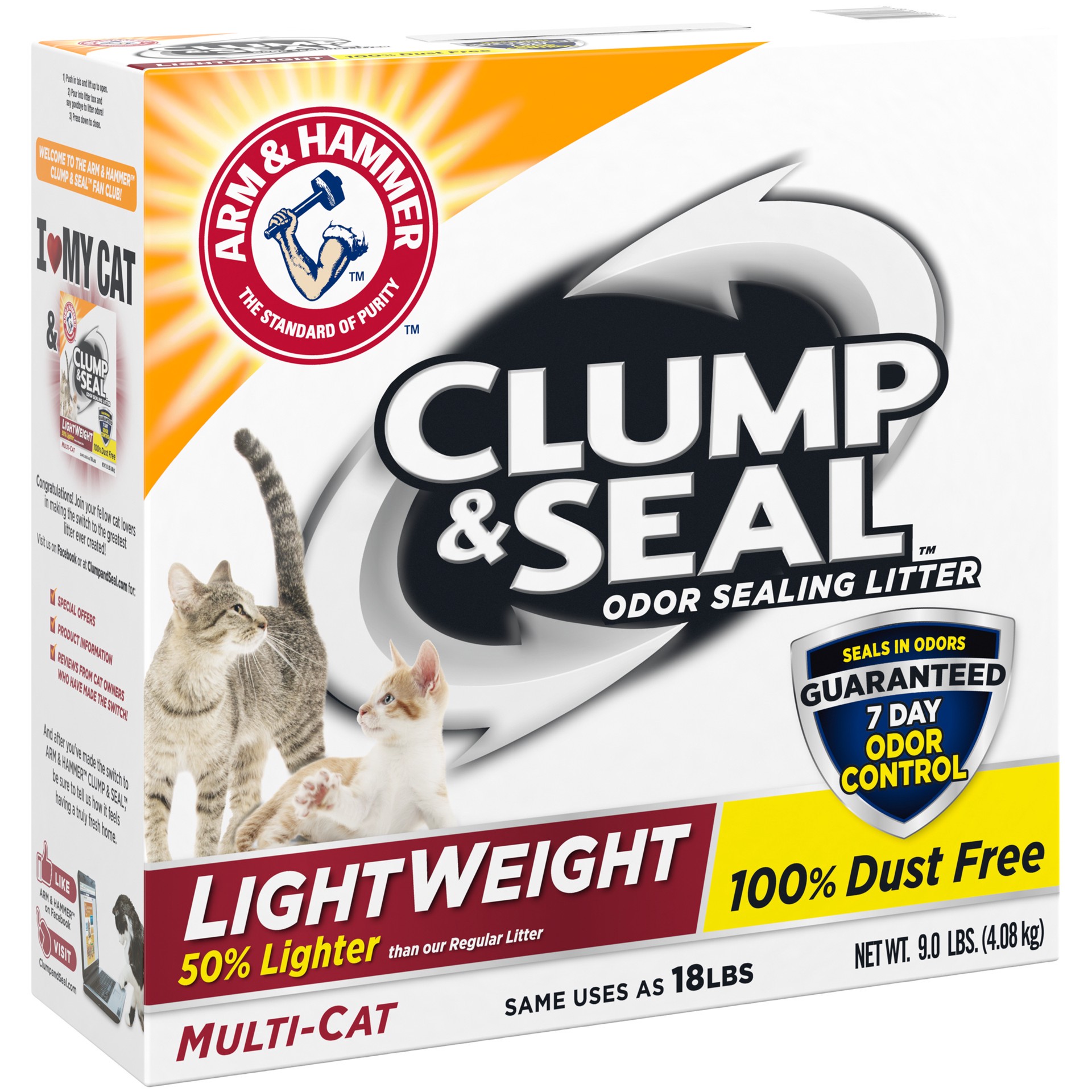 slide 3 of 5, Arm & Hammer Clump & Seal Lightweight Cat Litter, Multi Cat 9 lb, 9 lb