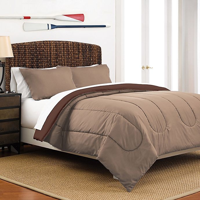 slide 1 of 1, Martex Two-Tone Reversible Twin Comforter Set - Khaki/Chocolate, 2 ct