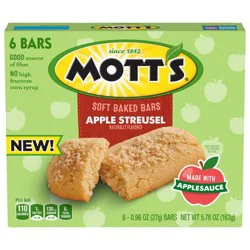 Mott's Soft Baked Bars, Apple Streusel, Made With Applesauce, 6 count, 5.76 oz