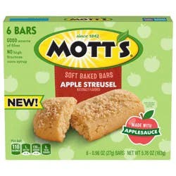 Mott's Soft Baked Bars, Apple Streusel, Made With Applesauce, 6 count, 5.76 oz
