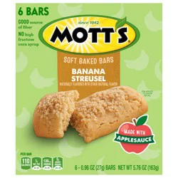 Mott's Soft Baked Bars, Banana Streusel, Made With Applesauce, 6 Count, 5.76 oz