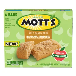 Mott's Soft Baked Bars, Banana Streusel, Made With Applesauce, 6 Count, 5.76 oz