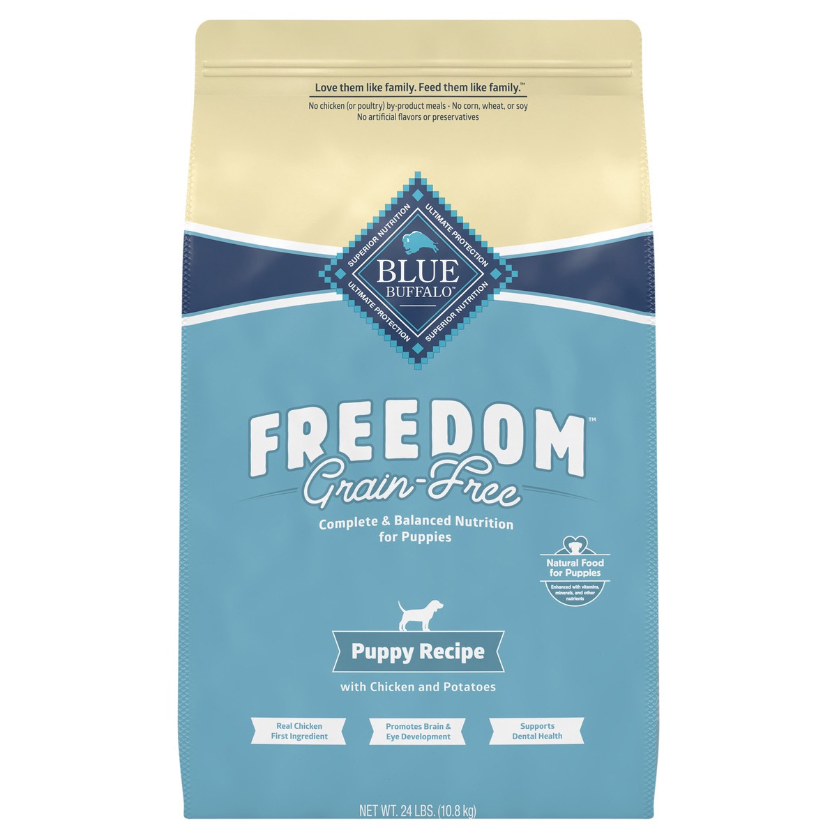 slide 1 of 12, Blue Buffalo Freedom Grain-Free Puppy Dry Dog Food with DHA, Complete & Balanced Nutrition for Puppies, Made in the USA, Chicken & Potatoes, 24-lb Bag, 24 lb