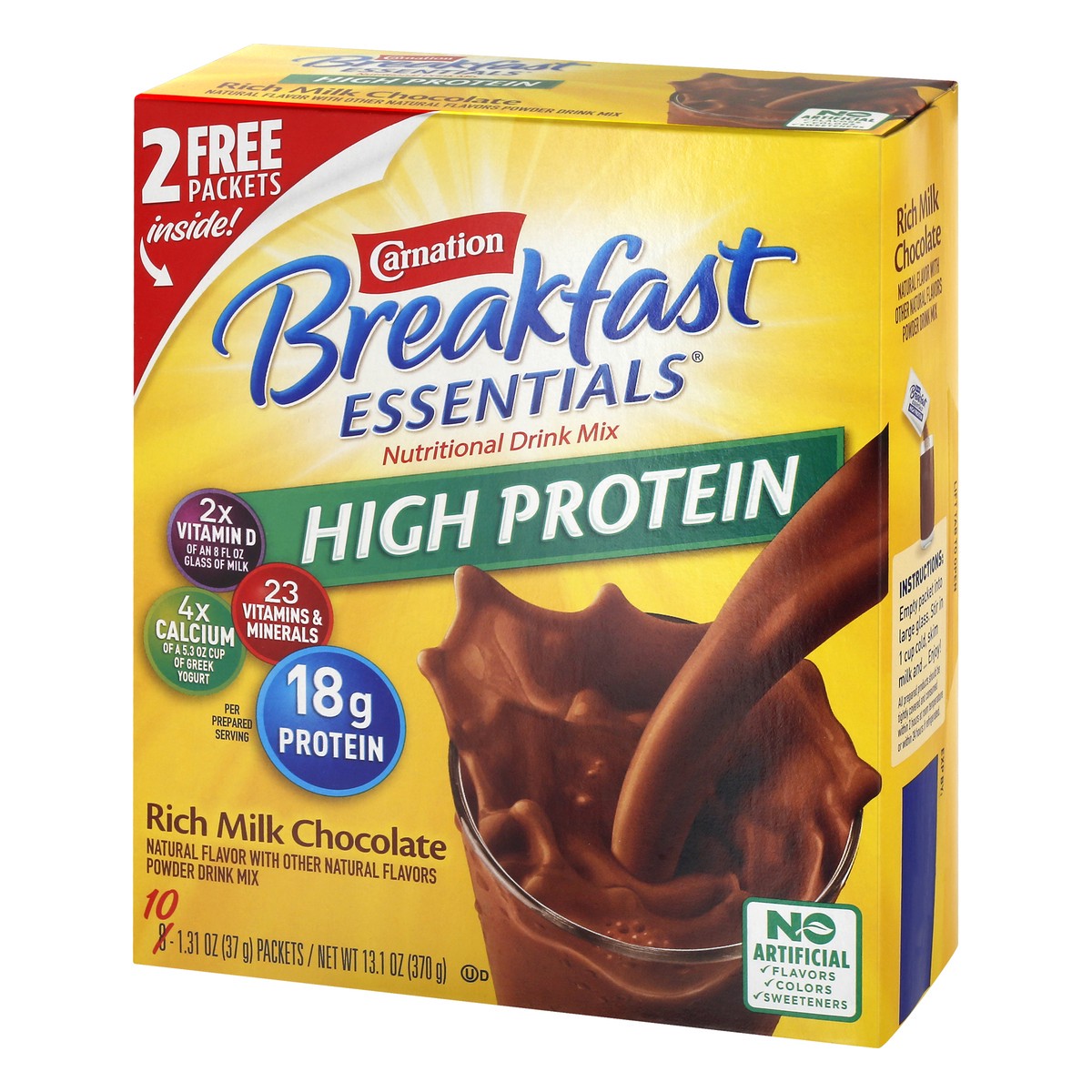 slide 8 of 9, Carnation Breakfast Essentials High Protein Nutritional Powder Drink Mix, Rich Milk Chocolate, 10 - 37 g Packets, 13.05 oz