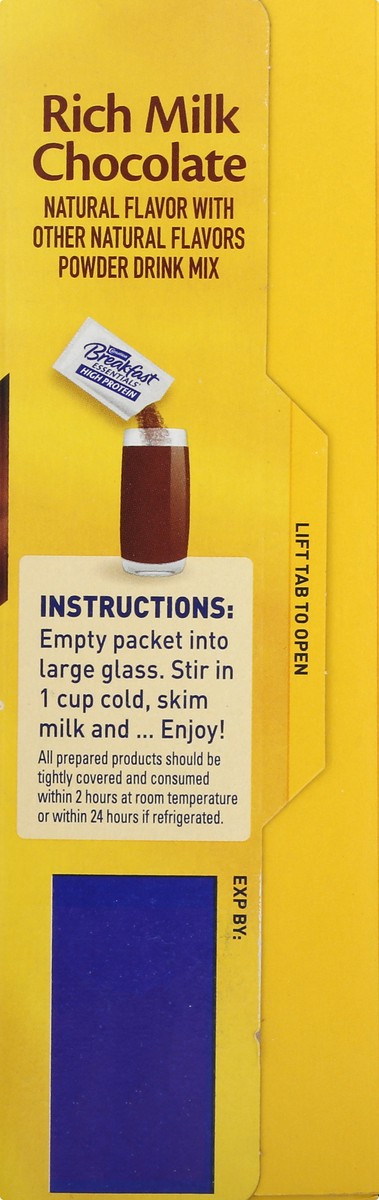 slide 4 of 9, Carnation Breakfast Essentials High Protein Nutritional Powder Drink Mix, Rich Milk Chocolate, 10 - 37 g Packets, 13.05 oz