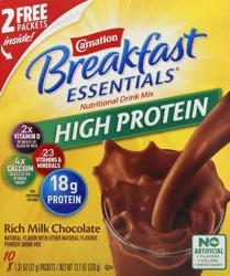 Carnation Breakfast Essentials High Protein Rich Milk Chocolate Nutritional Drink Mix 10 ea