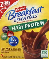 Carnation Breakfast Essentials High Protein Rich Milk Chocolate Nutritional Drink Mix 10 ea