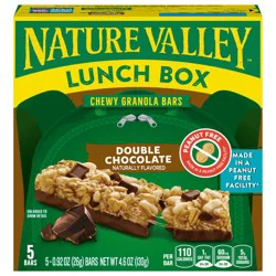 Nature Valley Peanut-Free Chewy Granola Bars, Double Chocolate, Made in a Peanut Free Facility, 5 Bars, 4.6 oz