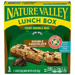 Nature Valley Peanut-Free Chewy Granola Bars, Double Chocolate, Made in a Peanut Free Facility, 5 Bars, 4.6 oz