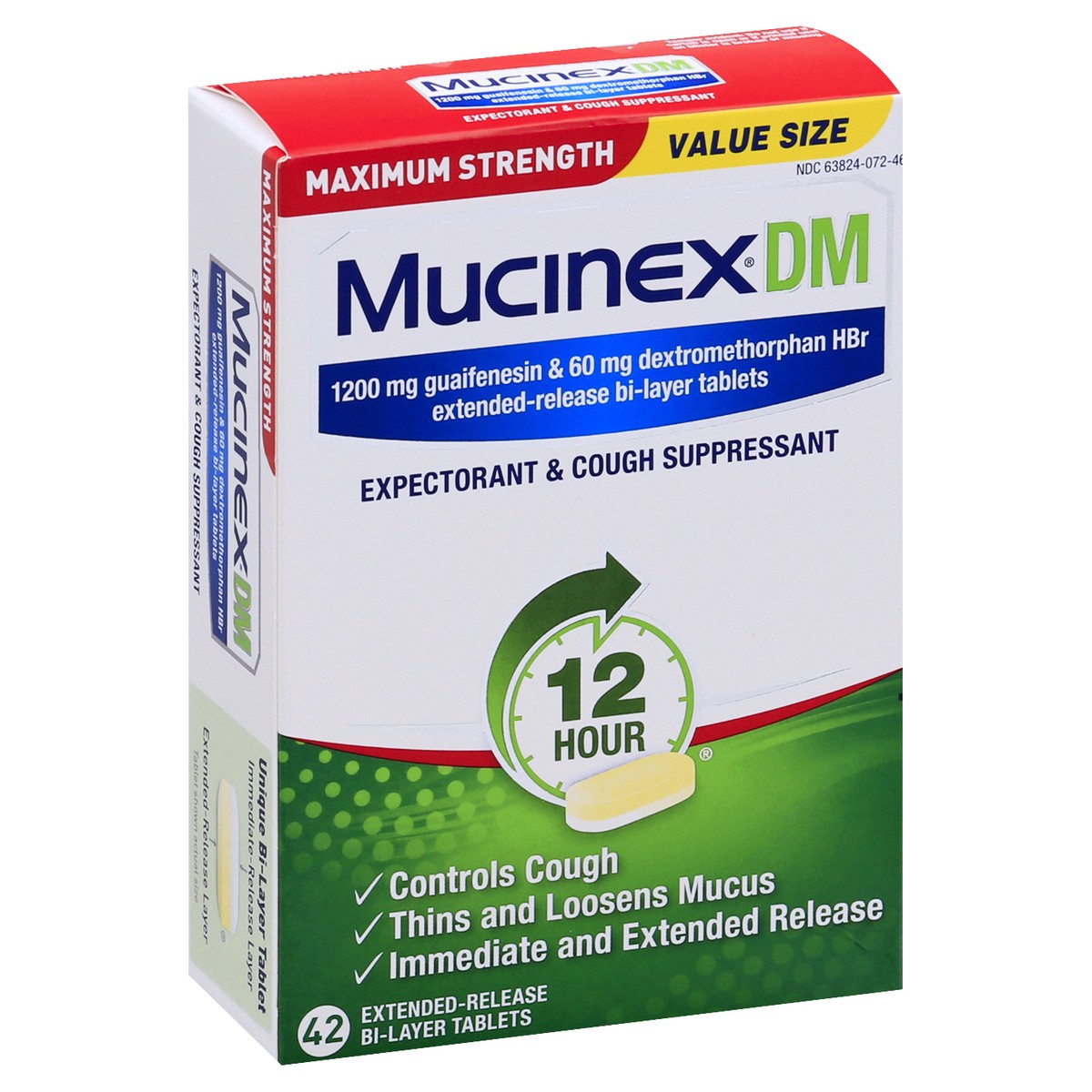 slide 6 of 9, Mucinex DM 12 Hr Maximum Strength Chest Congestion Expectorant & Cough Suppressant Tablets, 42ct, 42 ct