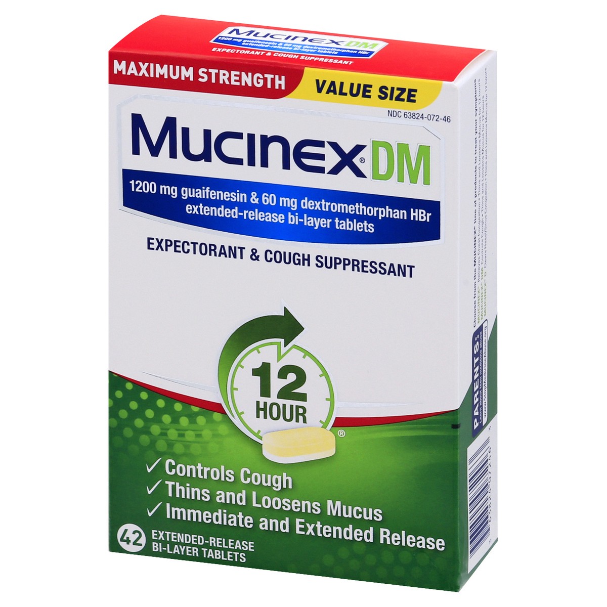 slide 4 of 9, Mucinex DM 12 Hr Maximum Strength Chest Congestion Expectorant & Cough Suppressant Tablets, 42ct, 42 ct