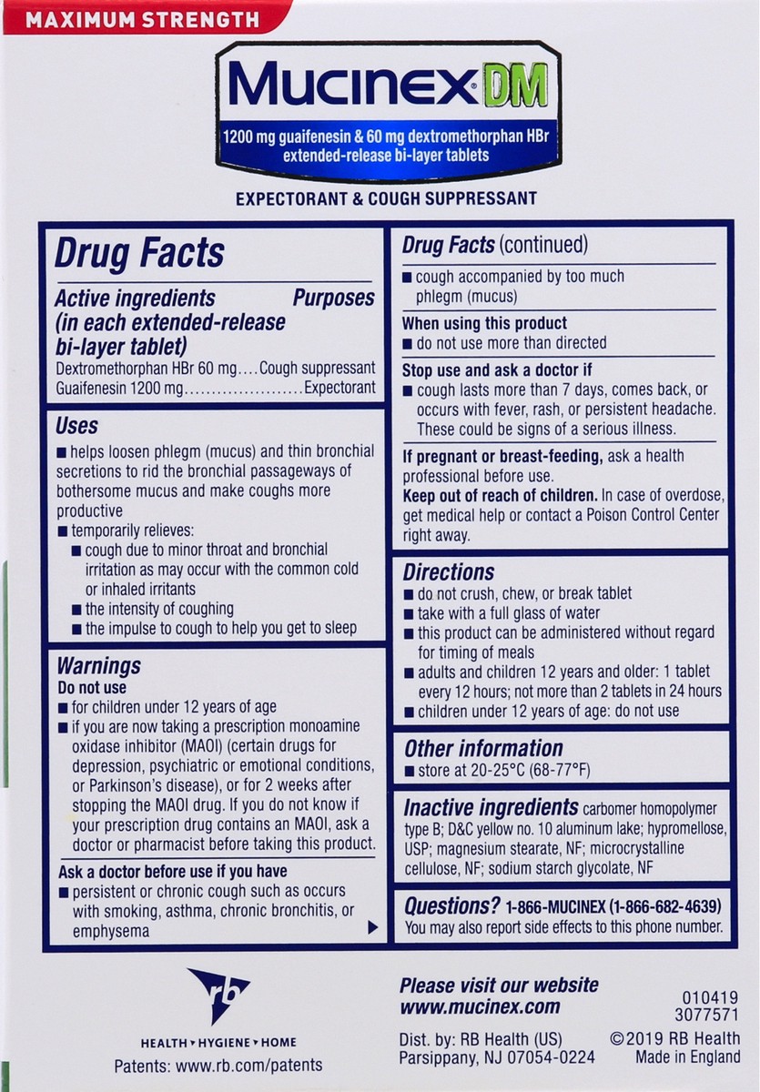 slide 7 of 9, Mucinex DM 12 Hr Maximum Strength Chest Congestion Expectorant & Cough Suppressant Tablets, 42ct, 42 ct