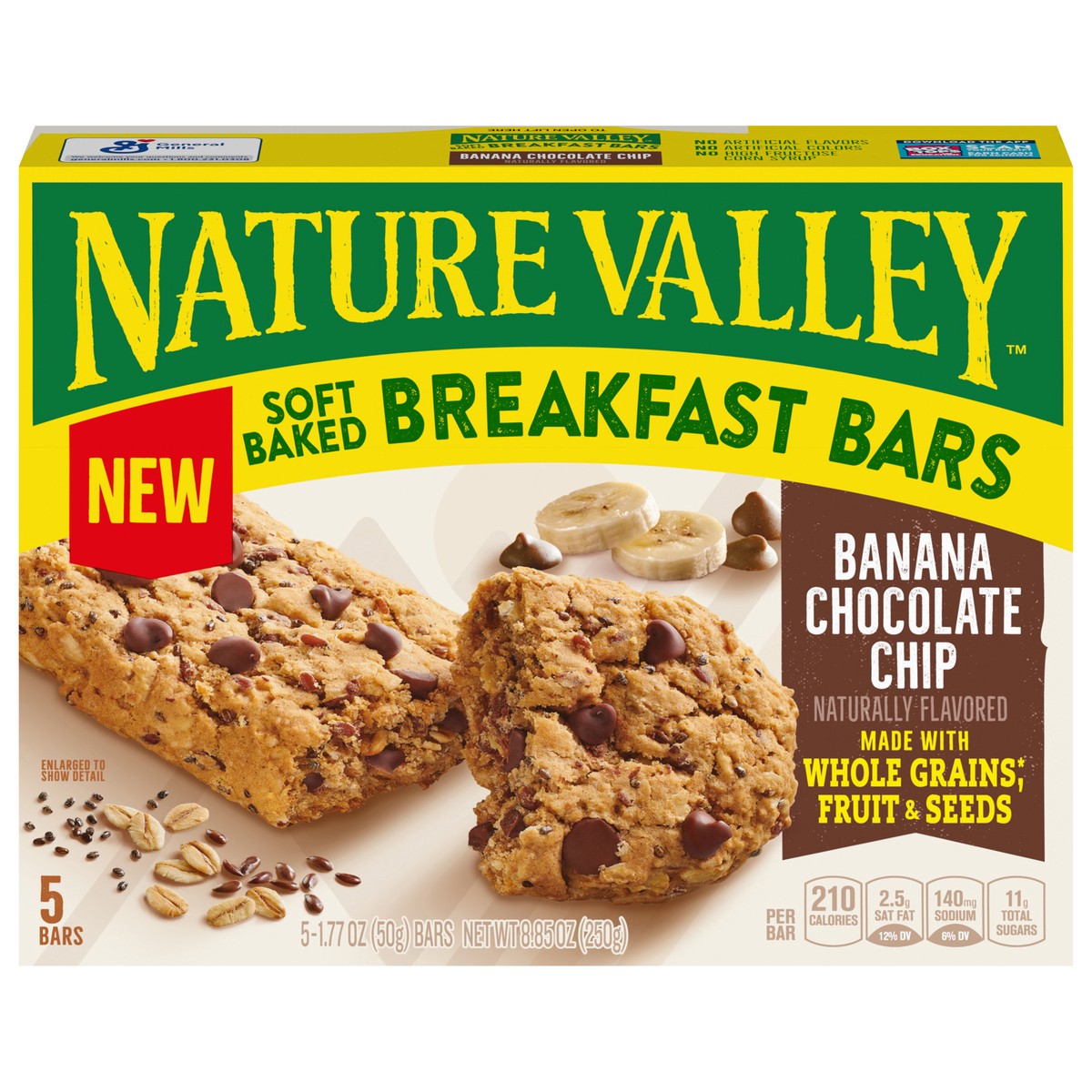 slide 2 of 14, Nature Valley Soft Baked Breakfast Bars, Banana Chocolate Chip, Morning Snacks, 5 Count, 8.85 oz, 5 ct
