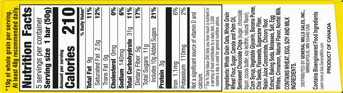slide 9 of 14, Nature Valley Soft Baked Breakfast Bars, Banana Chocolate Chip, Morning Snacks, 5 Count, 8.85 oz, 5 ct