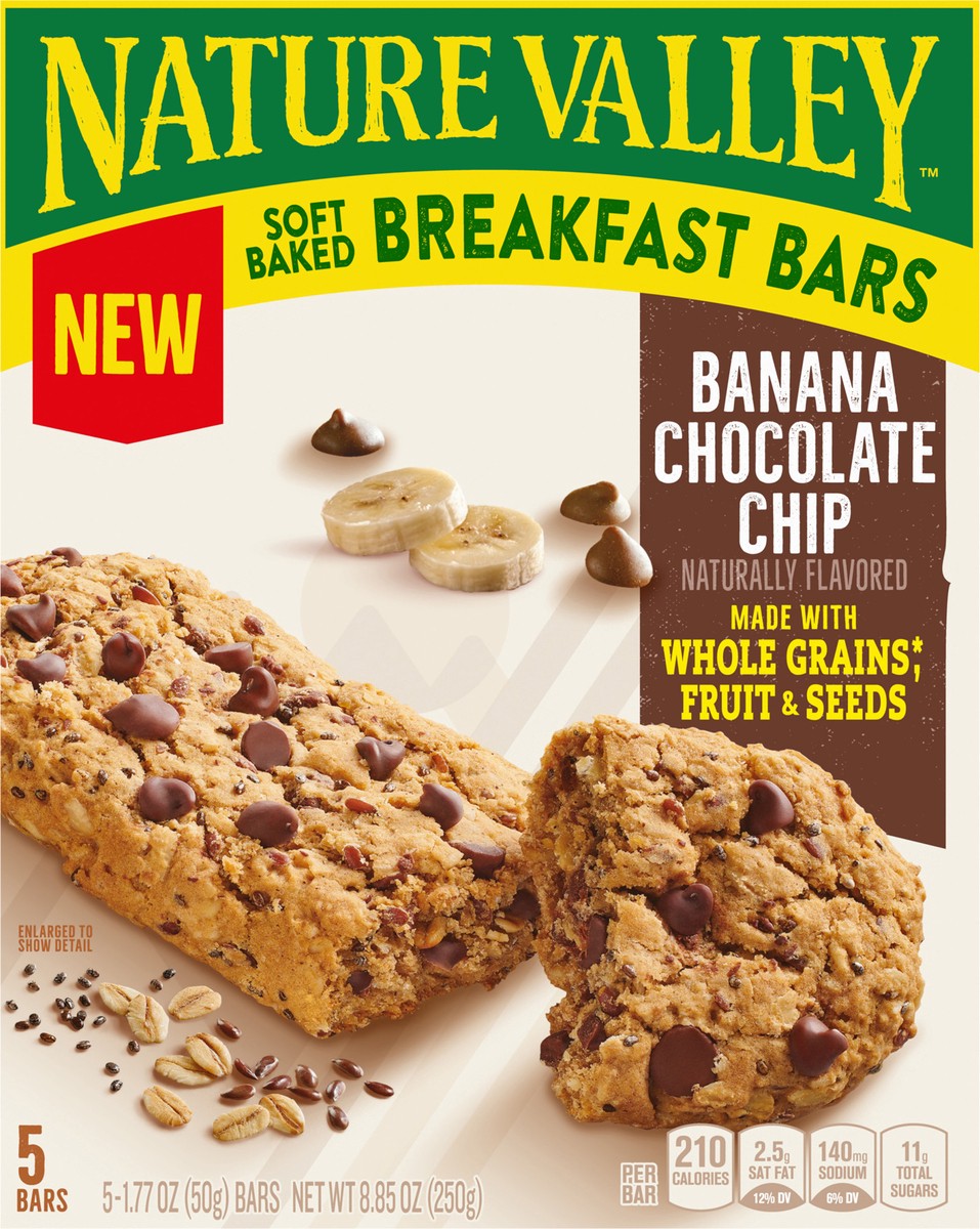 slide 13 of 14, Nature Valley Soft Baked Breakfast Bars, Banana Chocolate Chip, Morning Snacks, 5 Count, 8.85 oz, 5 ct
