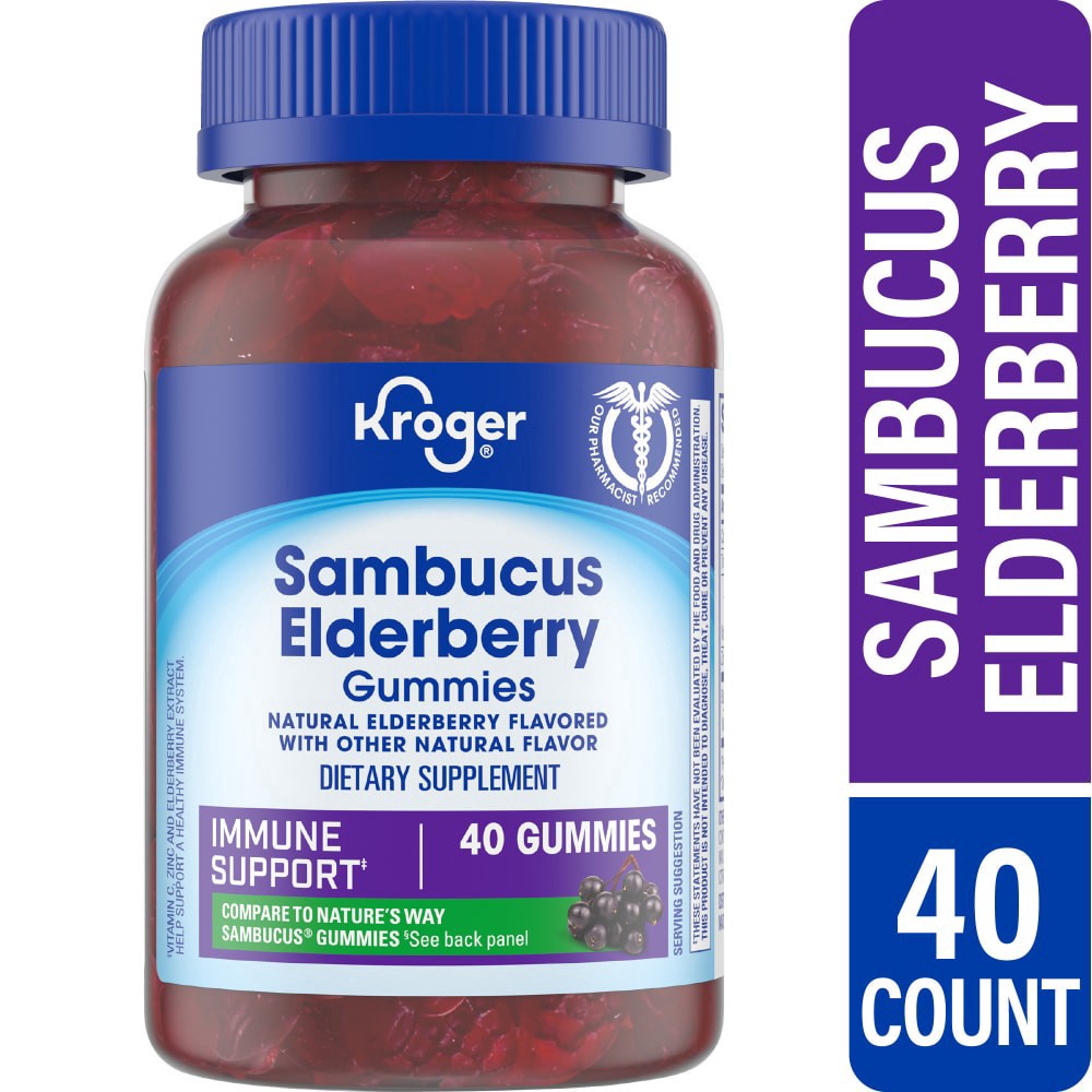 slide 2 of 6, Kroger Sambucus Elderberry Dietary Supplement Gummies, 40 ct