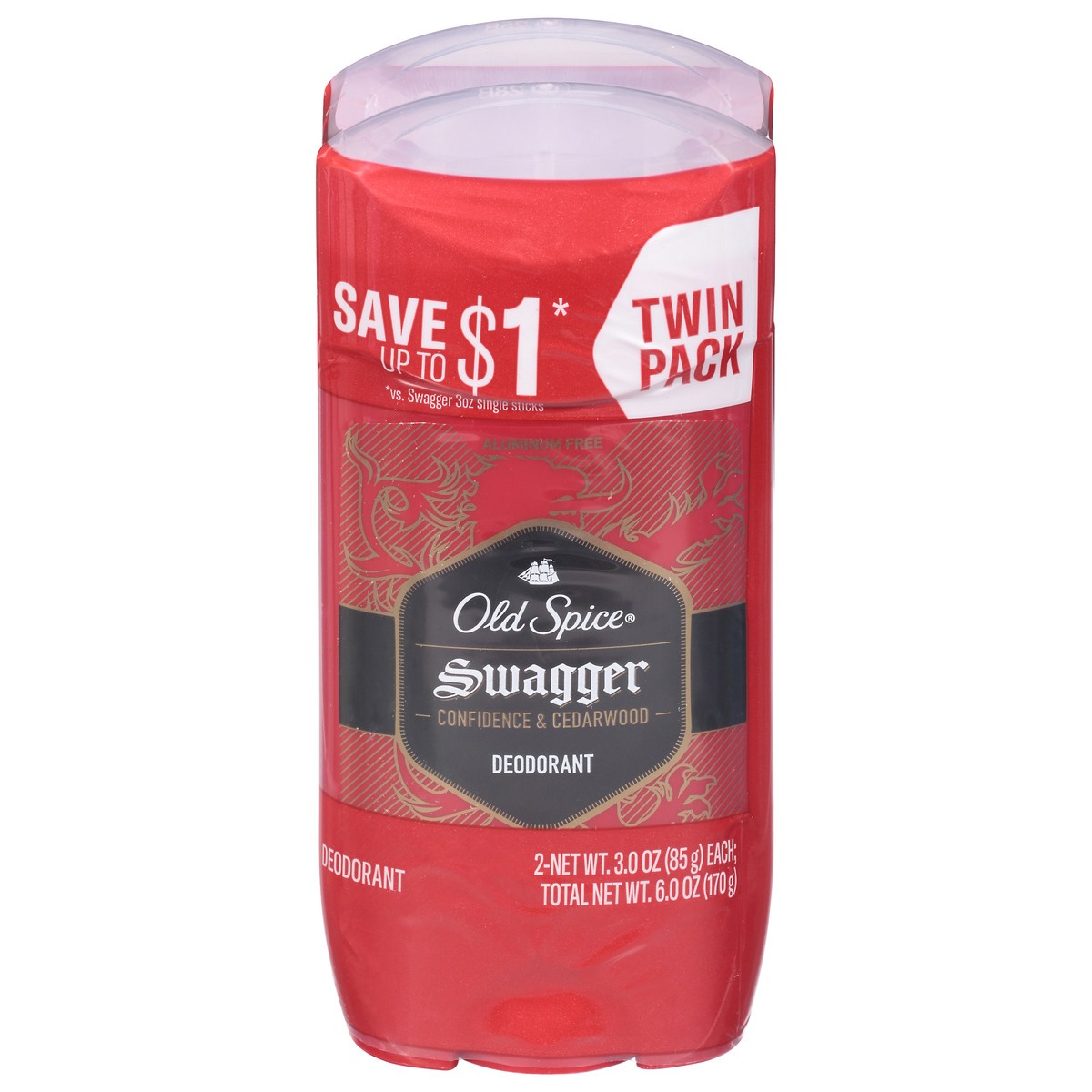 slide 1 of 95, Old Spice Red Collection Swagger Scent Deodorant for Men, Value Pack, 3.0 oz, Pack of 2, 2 ct; 3 oz