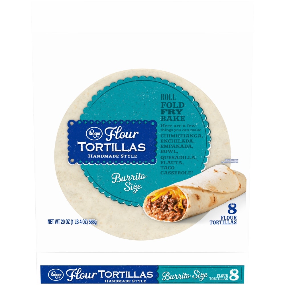 slide 1 of 1, Kroger Fresh Burrito Size Tortillas, 8 ct; 2.5 oz