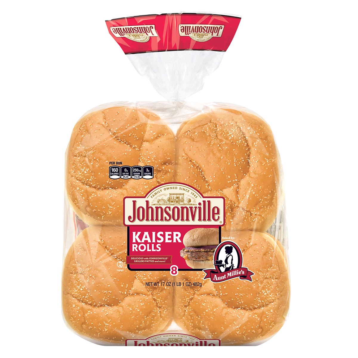 slide 1 of 1, Johnsonville Griller Burger Buns, 17 oz